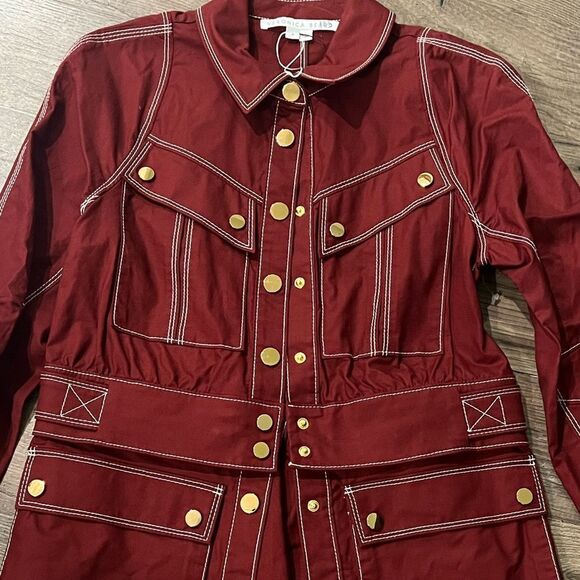 Veronica Beard Keswick Twill Two in One Cargo Jacket Color Deep Brick Size 4 - Picture 5 of 7